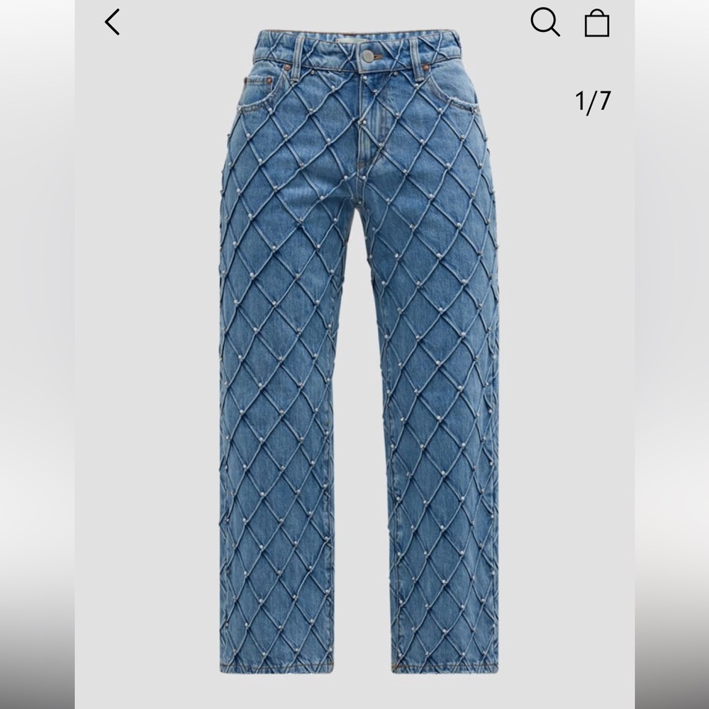 Alice + Olivia Weezy quilted embellished jeans size 24